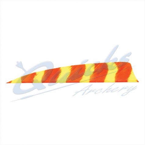 Trueflight Barred Feathers Shield 4 Inch Orange & Yellow Stripe (per doz) : ZF55FeathersZF55 4.0ORYE