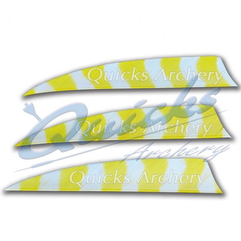 Trueflight Barred Feathers Shield 4 Inch White & Yellow Stripe (per doz) : ZF55FeathersZF55 4.0YEWH